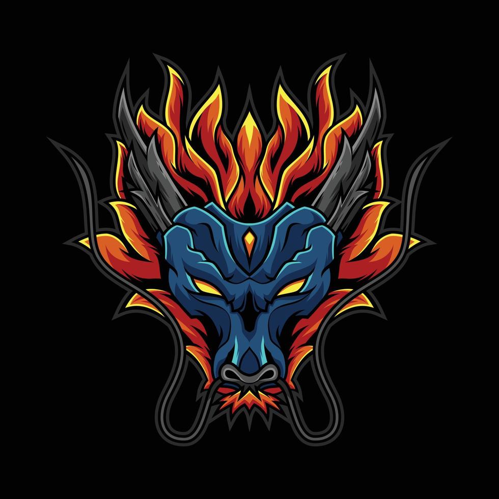 ilustración de logotipo de cabeza de fuego de dragón vector