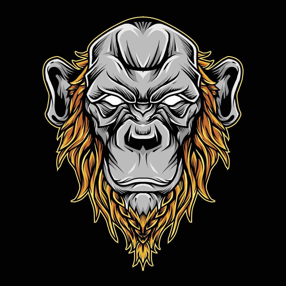 Bald Chimp Head Mascot Logo Illustration vector