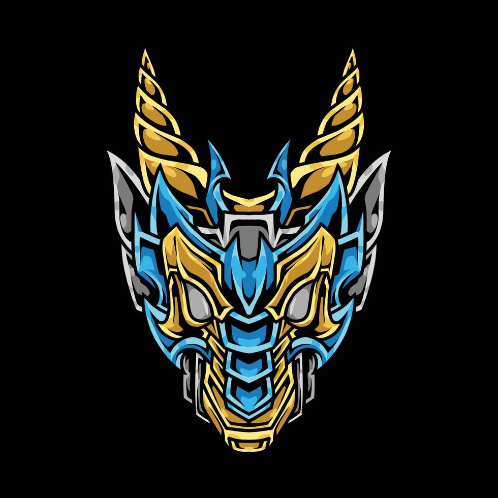 Horned Dragon Head Abstract Ornament Illustration vector