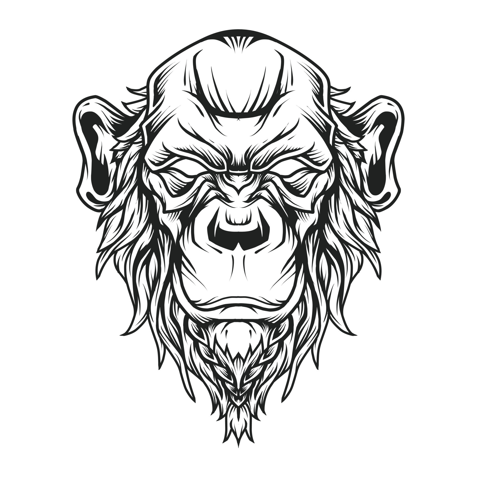 Bald Chimp Head Logo Line Art 4967514 Vector Art at Vecteezy