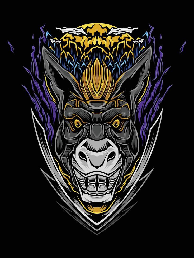 donkey head t shirt illustration vector