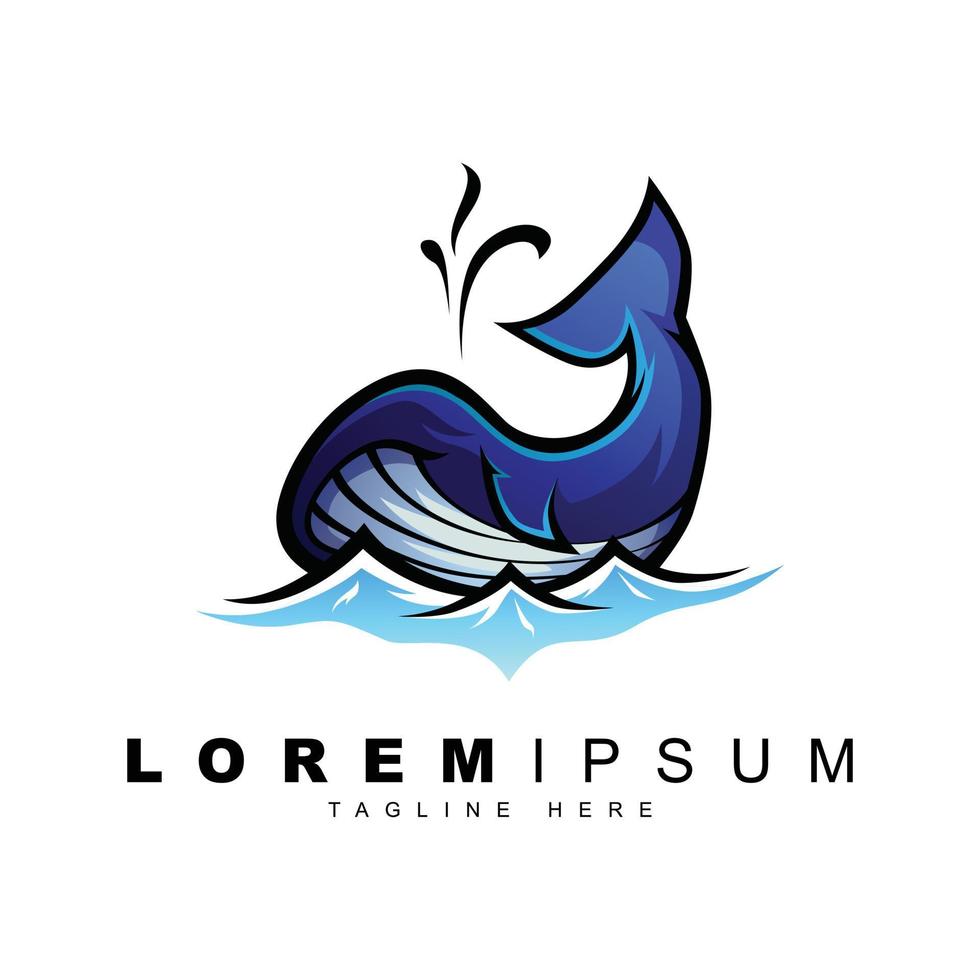 whale illustration logo vector