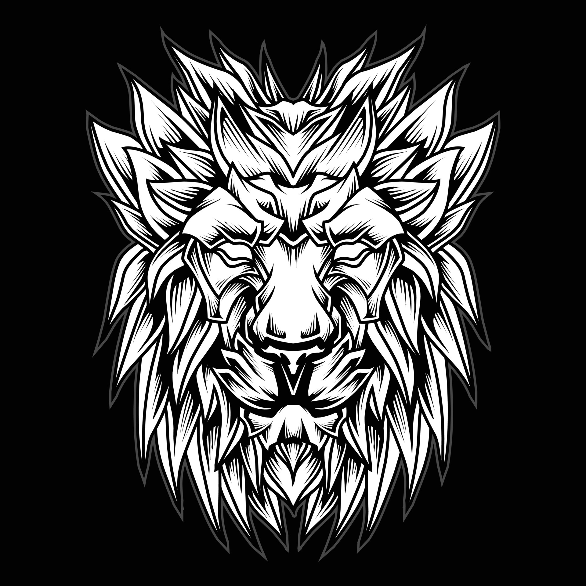 Black and White Lion Head Logo Illustration 4967549 Vector Art at Vecteezy