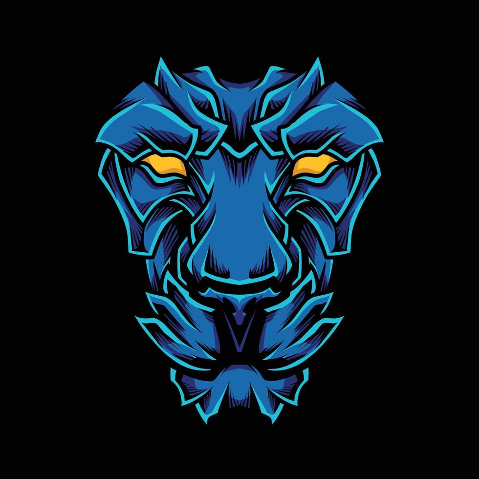 Blue Light Lion Face Illustration vector
