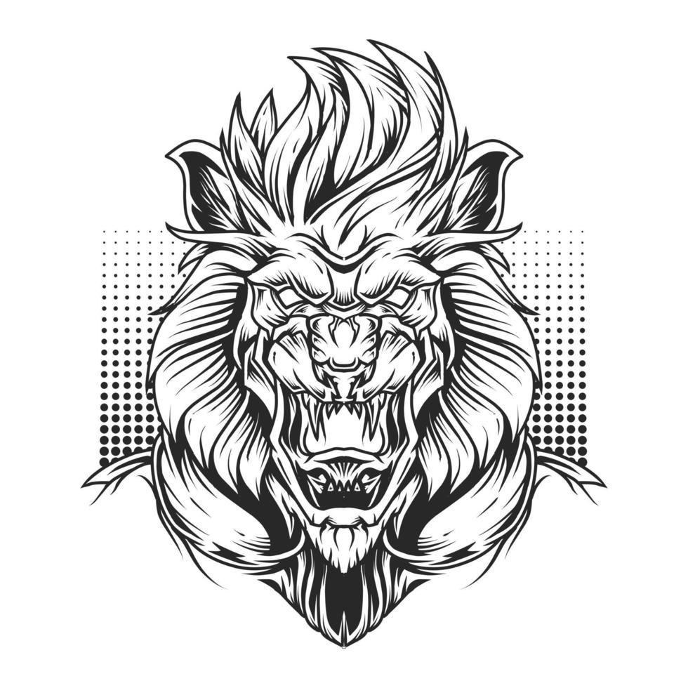 Lion Head Line Art Illustration vector