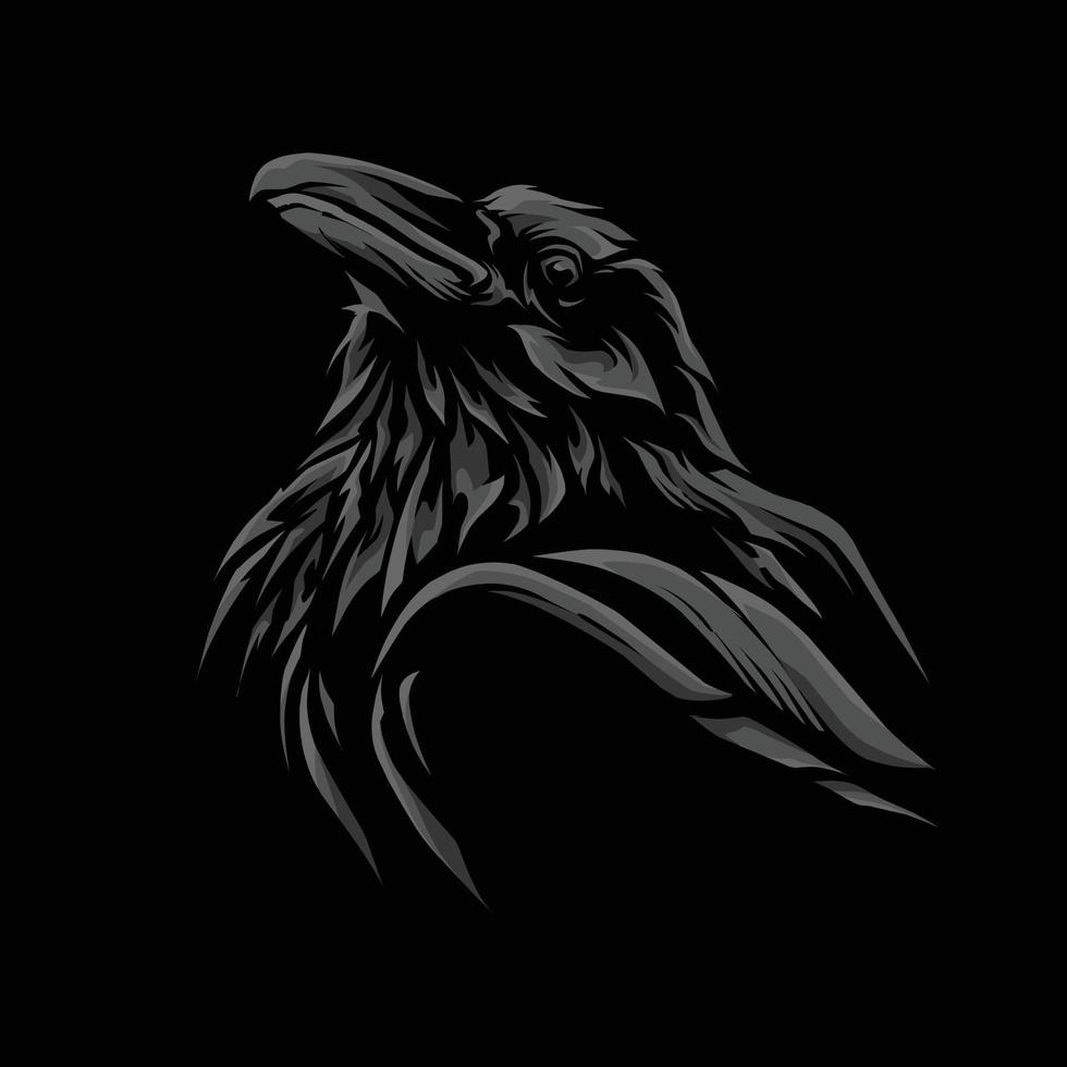 dark crow head illustraton simple vector