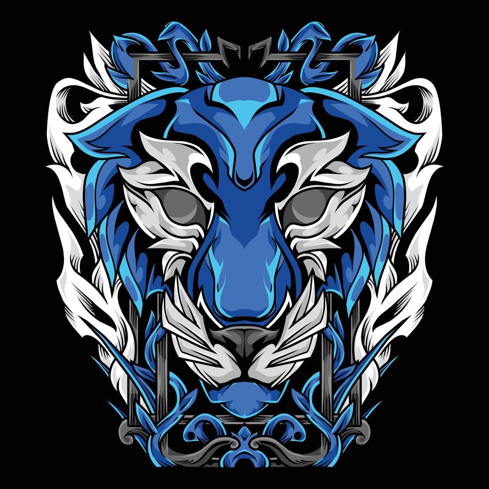 Tiger with Florist Ornament Mascot Logo Illustration vector