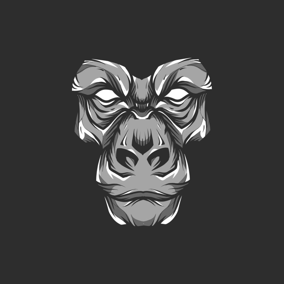 Ilustración de logotipo de mascota de cabeza de gorila vector