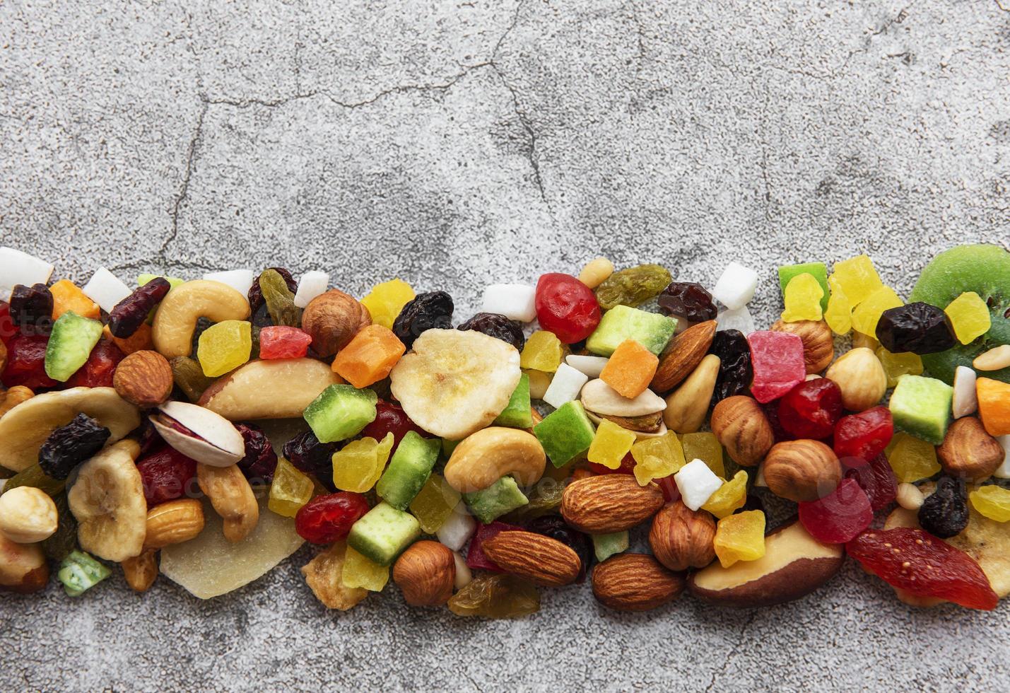 Various dried fruits and nuts photo