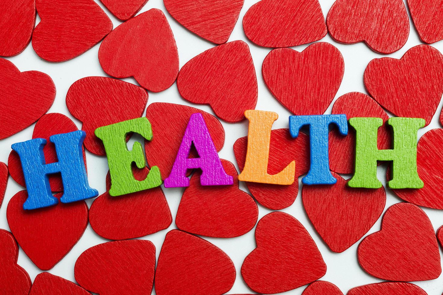 The word health is posted on the hearts. photo