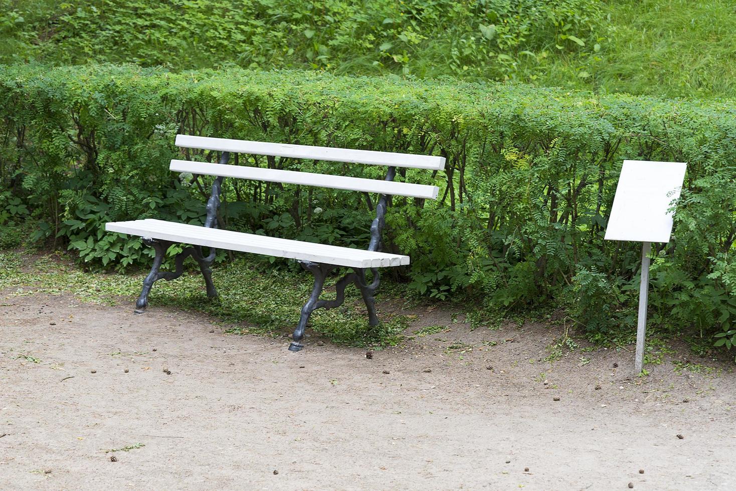 banco solitario en el parque de la ciudad de moscú. foto