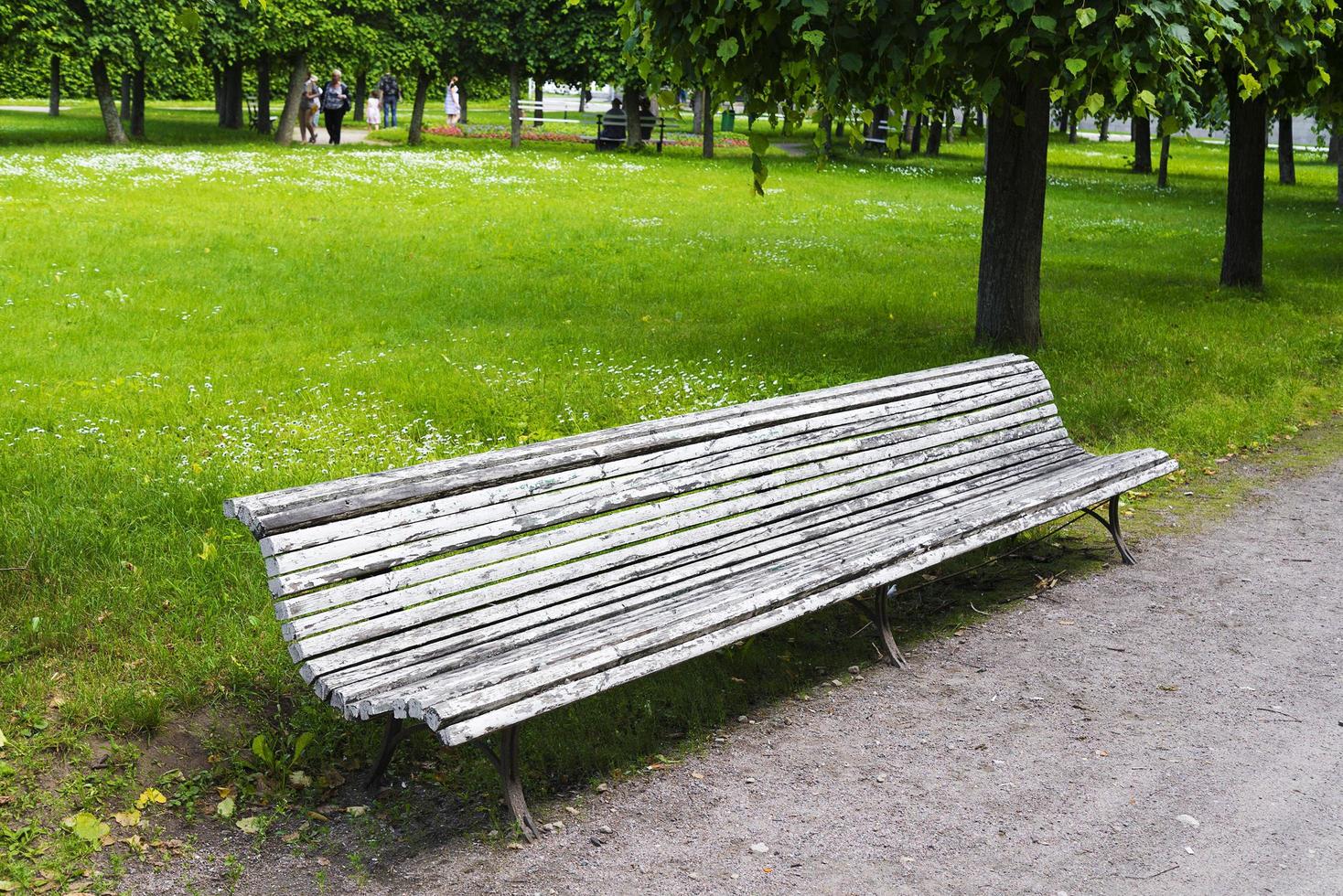 Lonely bench in the city Park of Moscow. photo