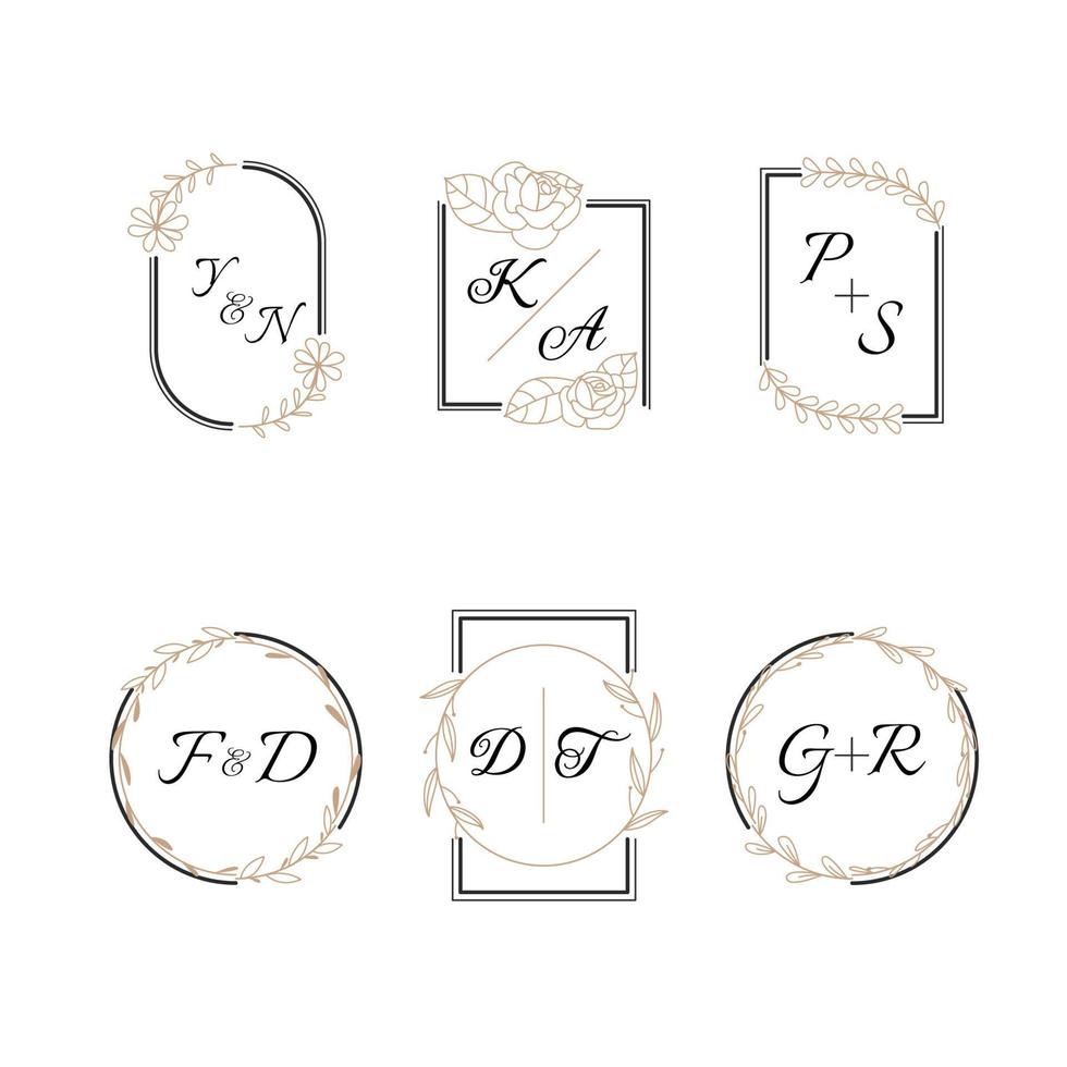 conjunto de monogramas de boda inicial vector