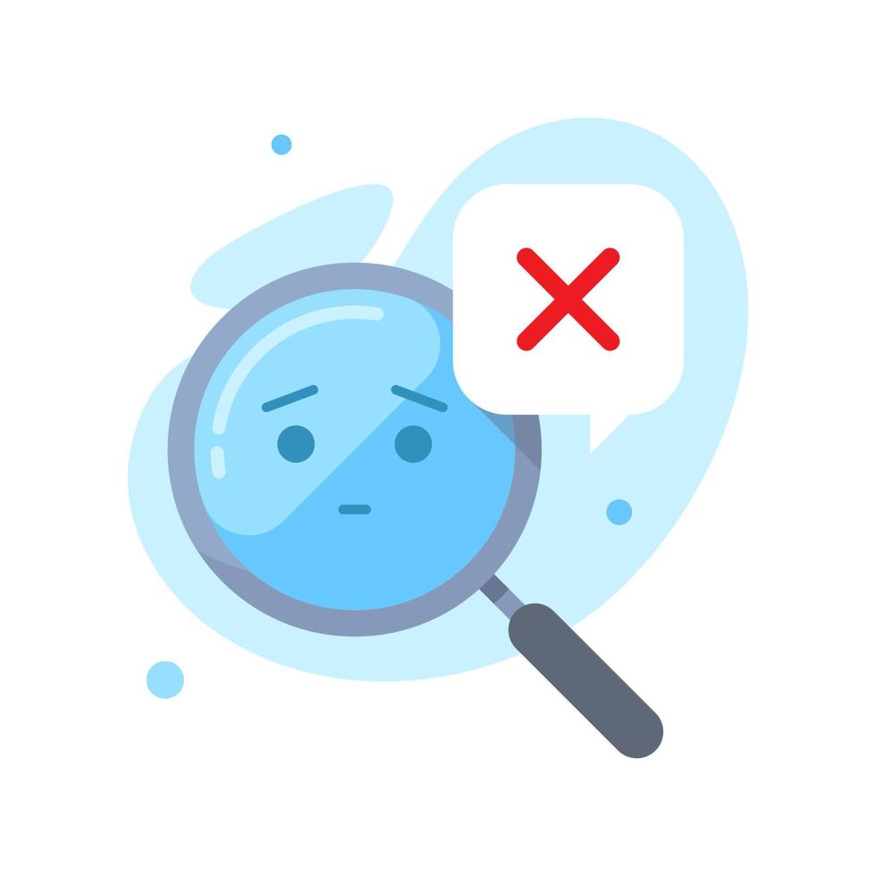 magnifying glass with cross mark, search no result found concept illustration flat design vector eps10. simple, modern graphic element for landing page, empty state ui, infographic