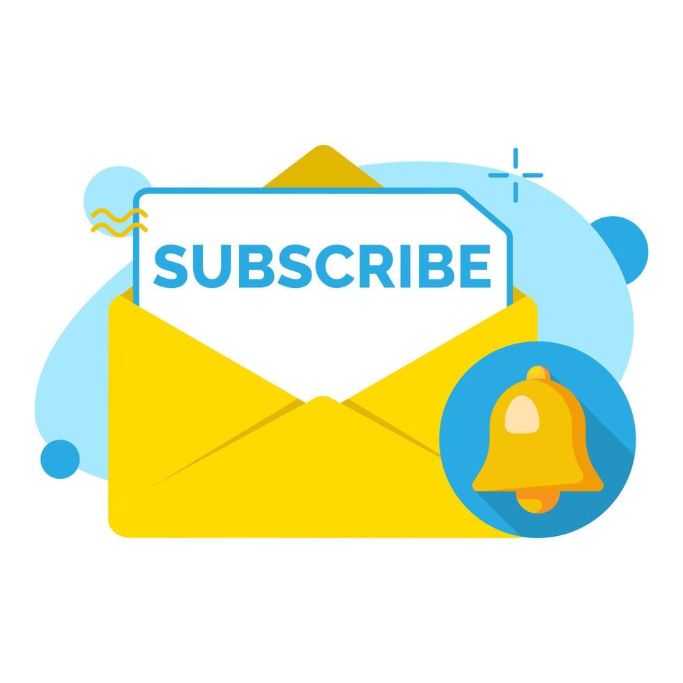 subscribe button on envelope with bell notification concept ...