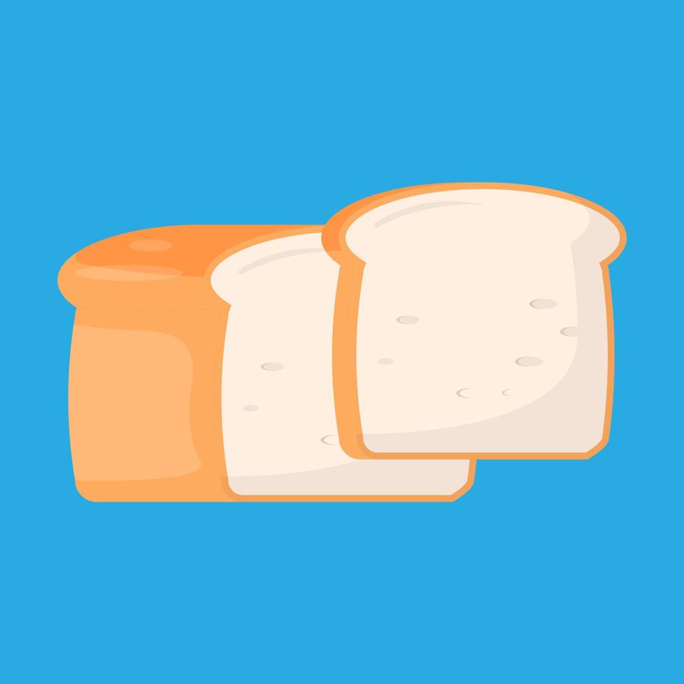 sliced of bread. white rye toast flat design icon, clip art illustration. isolated stock vector