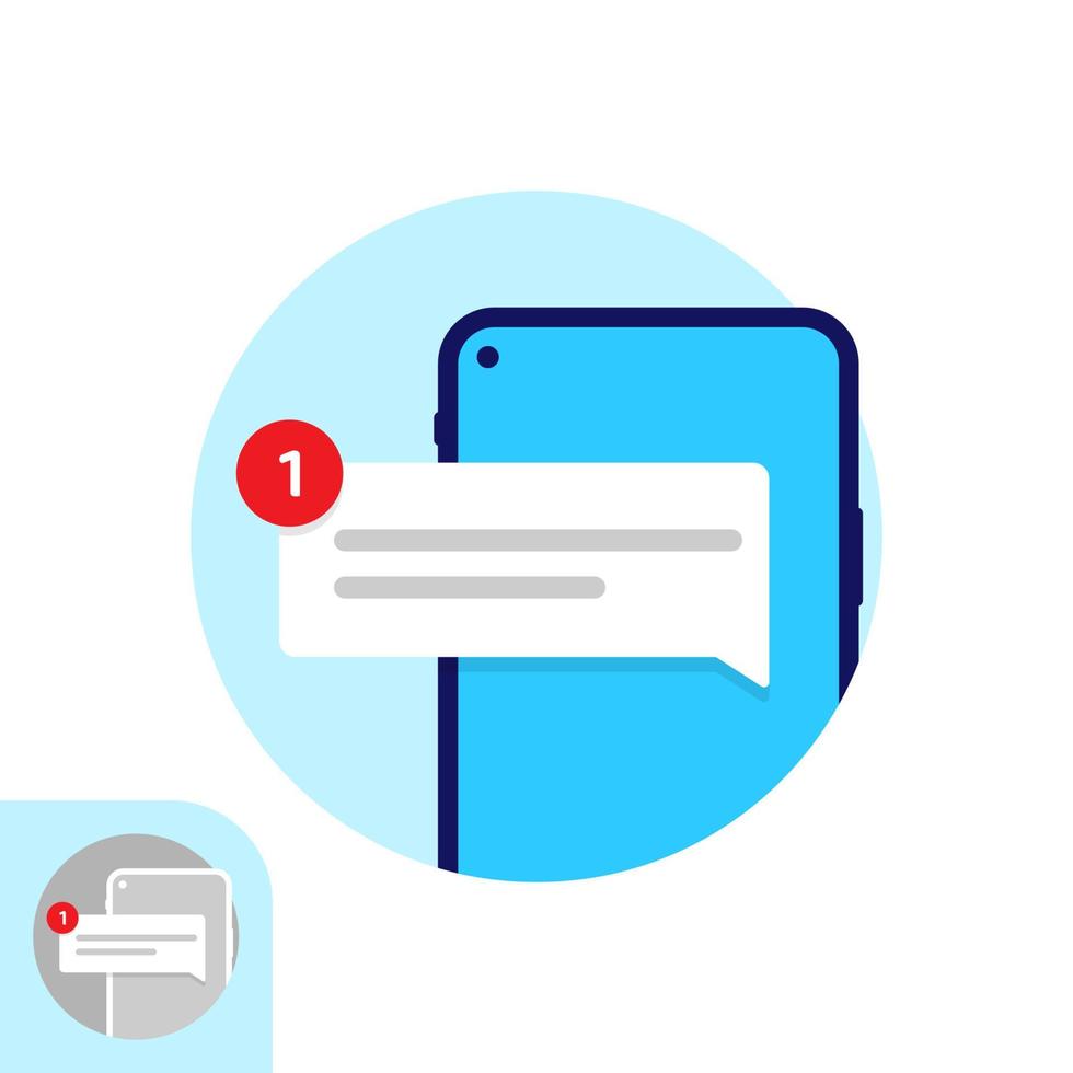 one new notification on smartphone screen concept illustration flat design vector eps10. modern graphic element for landing page, empty state ui, infographic