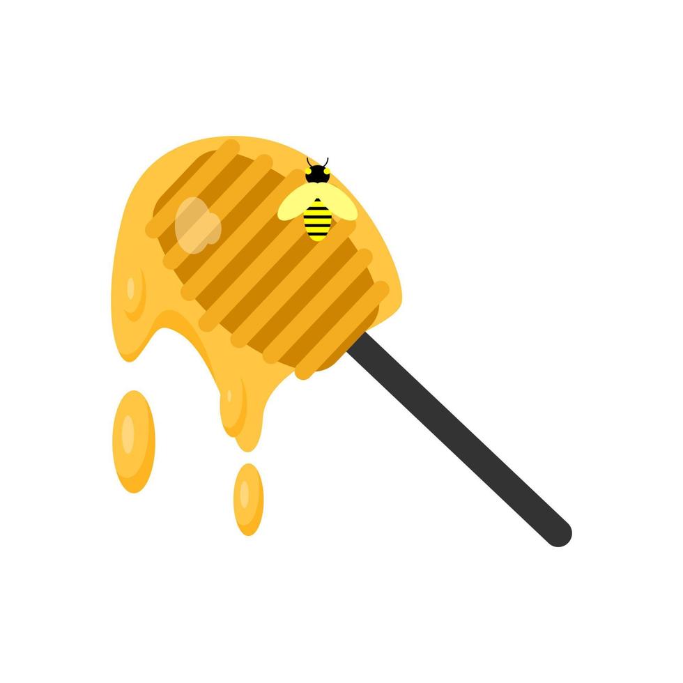 stick with flowing honey bee flat design icon, clip art illustration. isolated stock vector