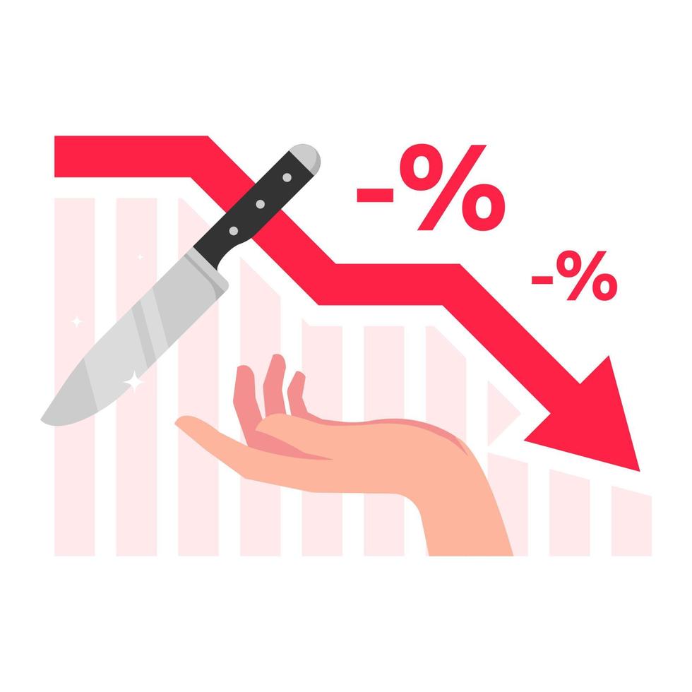 take a risk, catch falling knife of stocks concept illustration flat design vector eps10. simple, modern graphic element for infographic, social media, article, news, etc