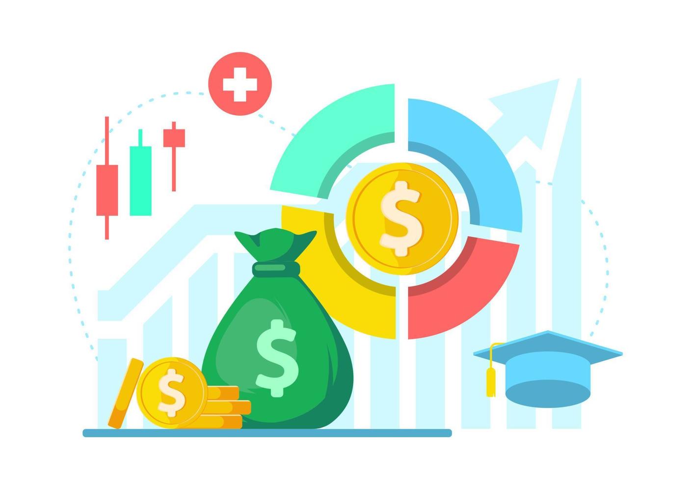 share of income, budget allocation concept illustration flat design vector eps10. modern graphic element for article, news, infographic, etc