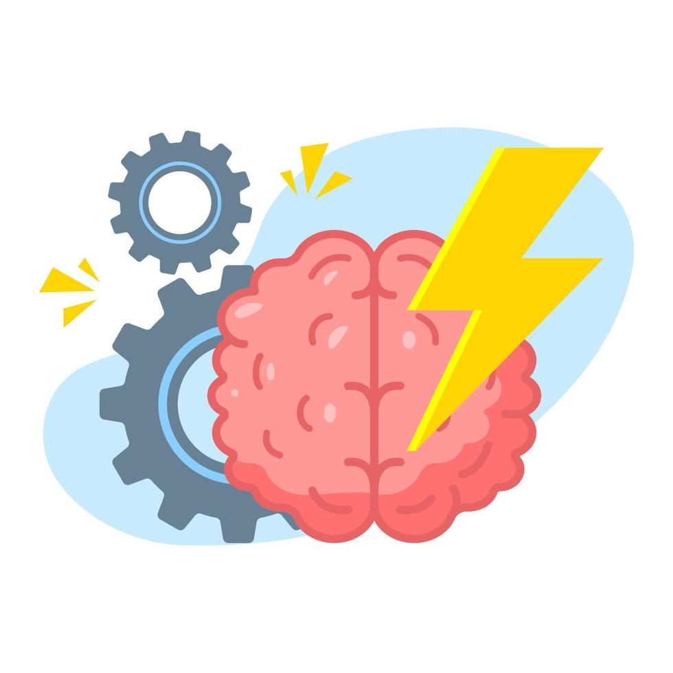 hard brain work concept illustration flat design vector eps10, simple and modern style graphic element for infographic, presentation, banner, empty state app or web ui, etc