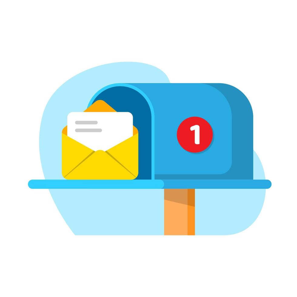 Received New Email Notification With Post Box Concept Illustration Flat Received New Email Notification With Post Box Concept Illustration Flat