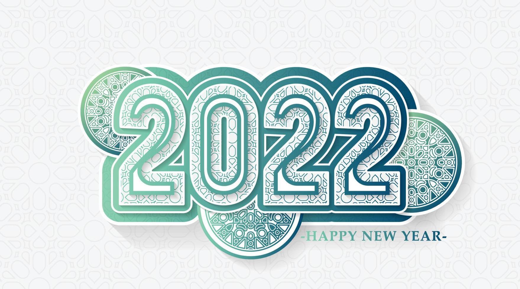 Happy New Year 2022 Gradient pattern Mandala Text design vector