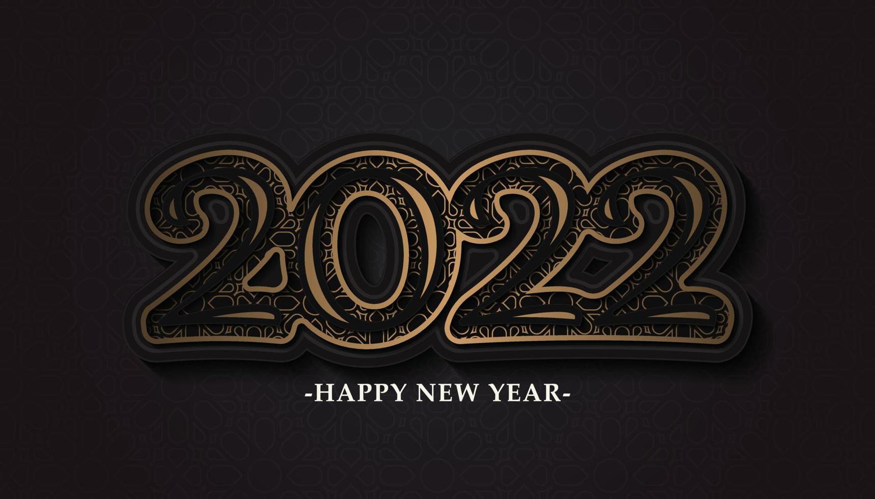 Happy New Year 2022 Text Ornament Design Pattern vector