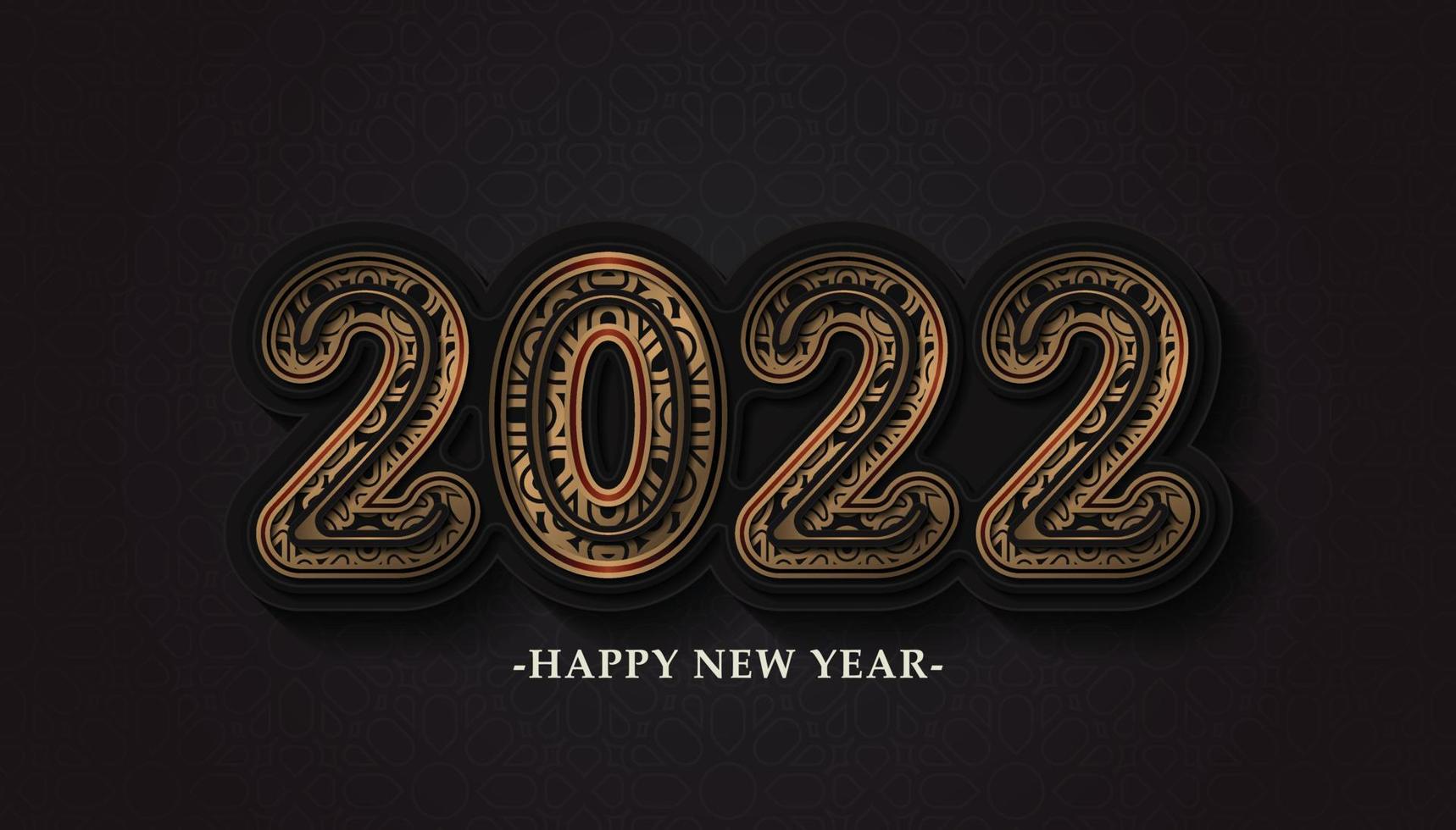 Happy New Year 2022 Text Ornament Design Pattern vector