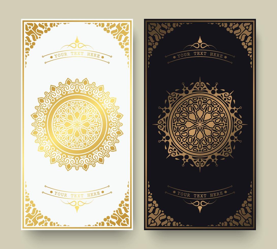 luxury mandala dark greeting card vector