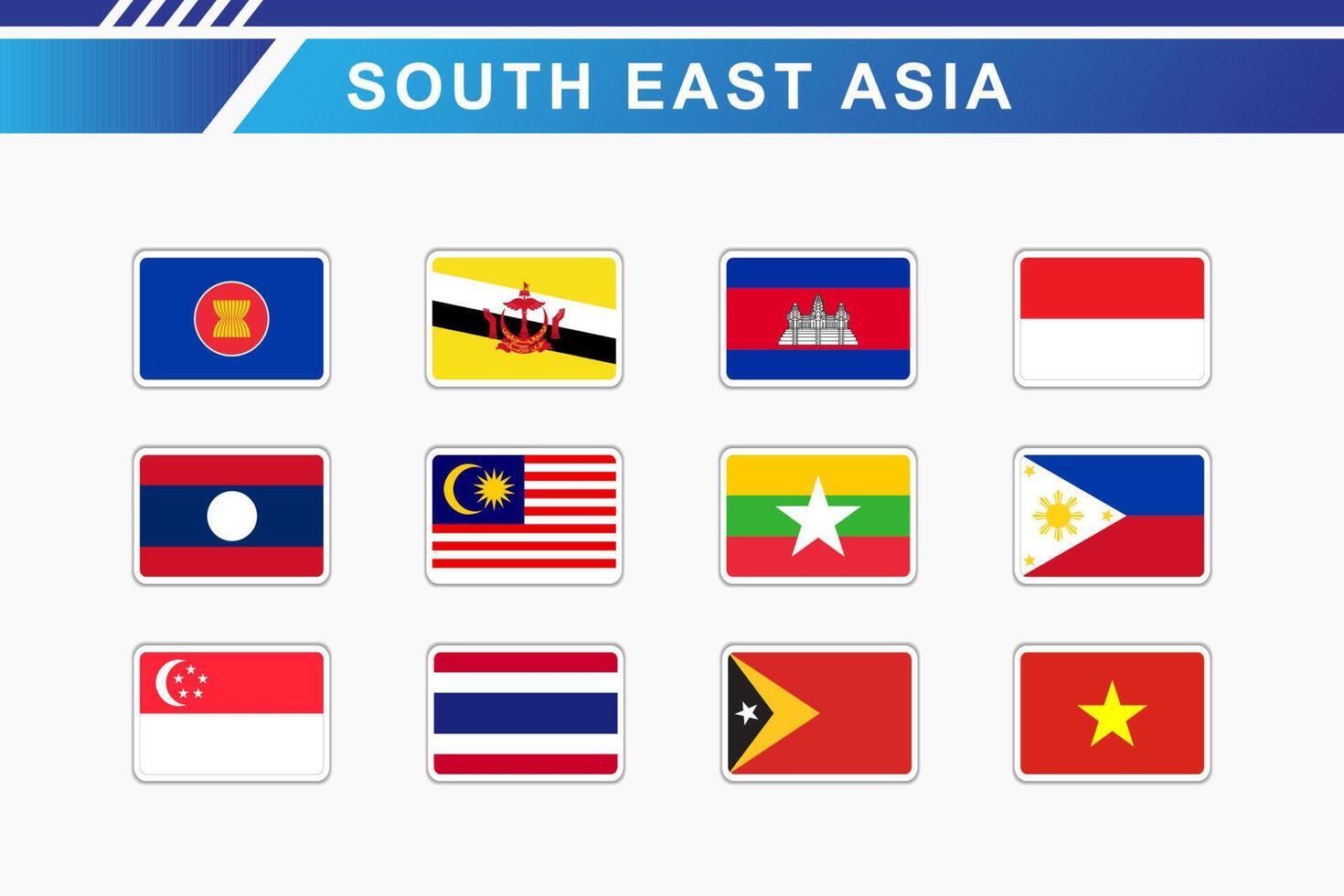 Flag of south east asian countries vector