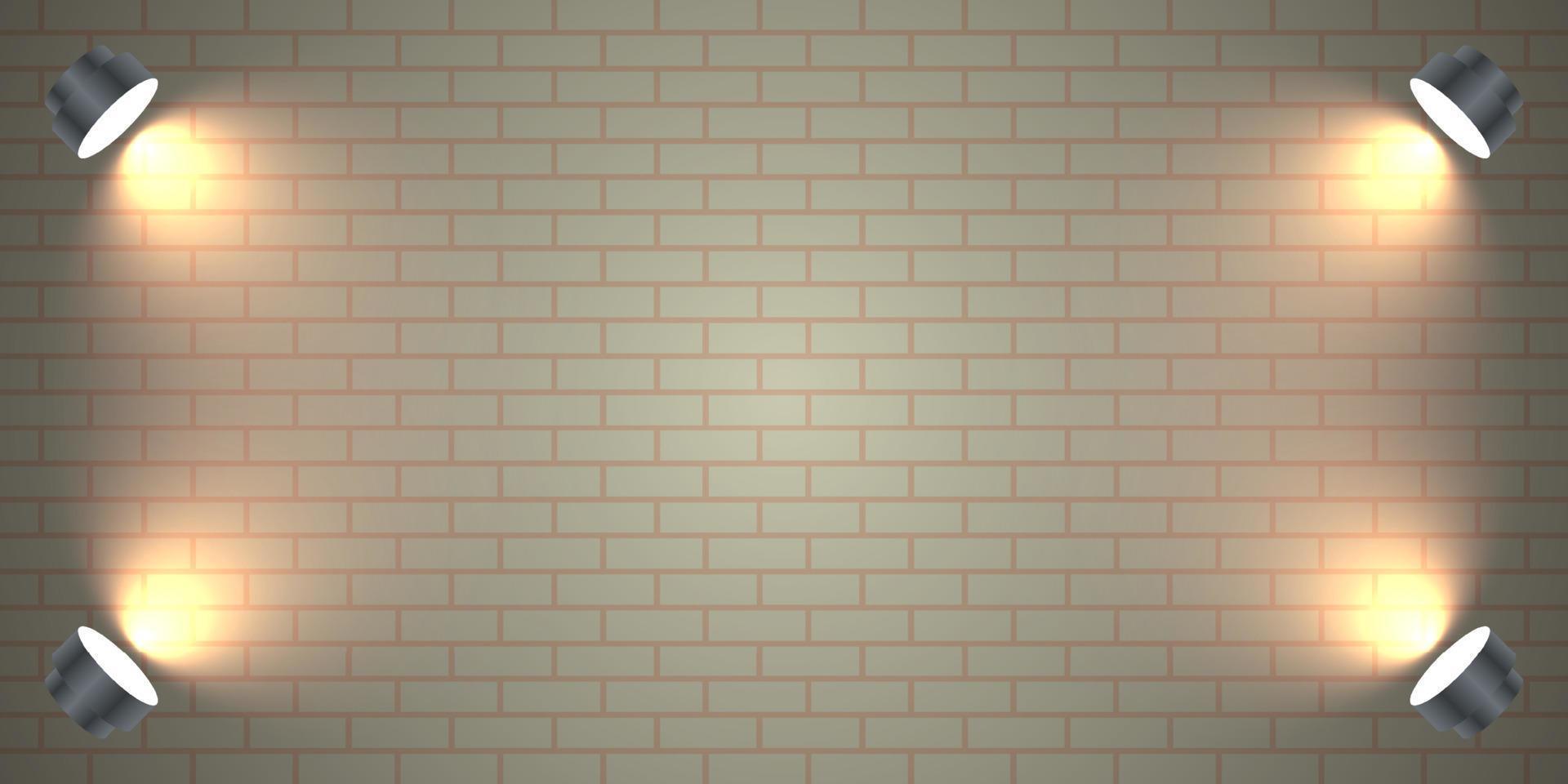 Brick wall background with lamp illustration template design vector