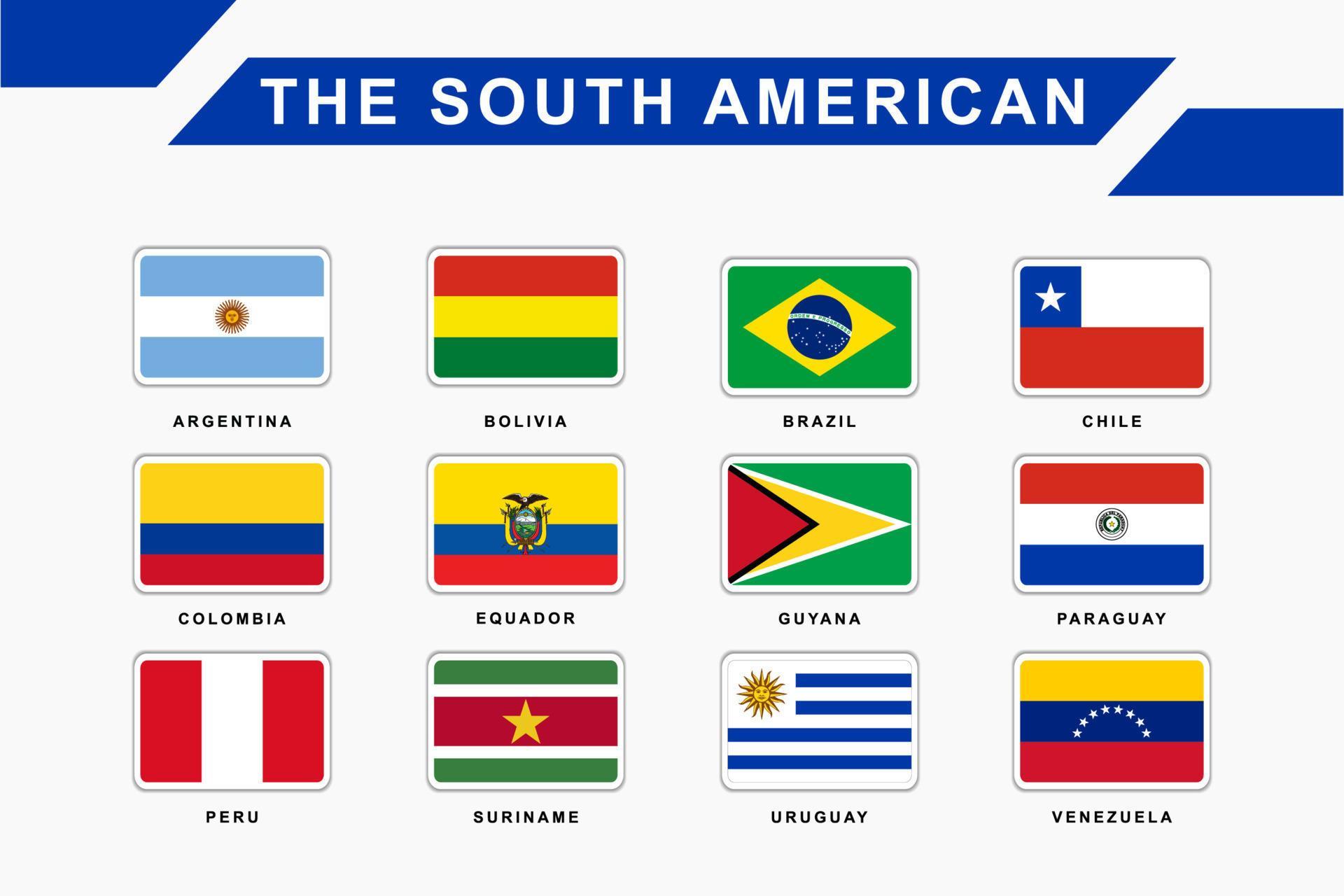 Flag of south american countries 4968777 Vector Art at Vecteezy