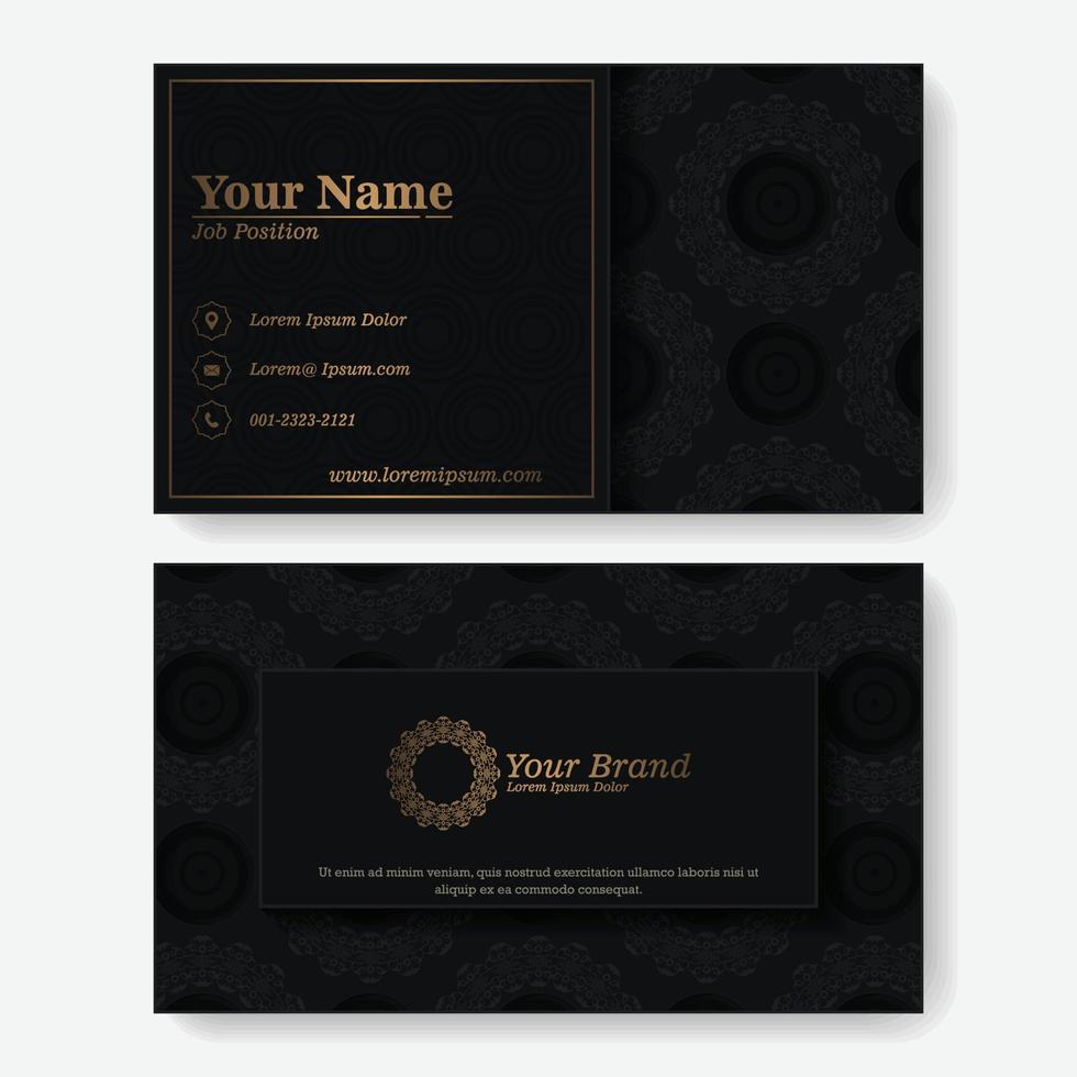 Luxury dark business card template with Ornament design vector