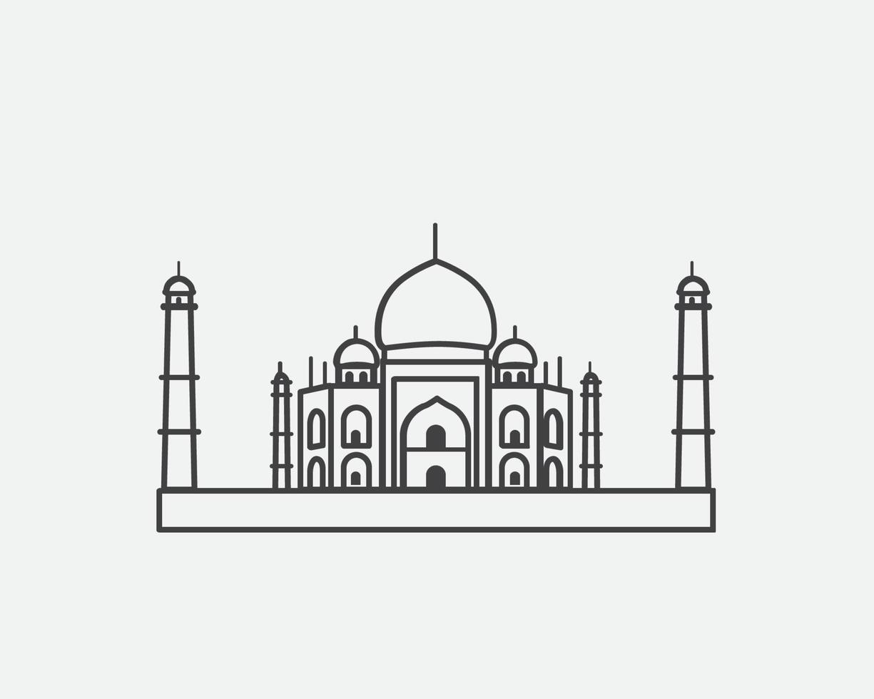Taj Mahal. edificio emblemático vector icono