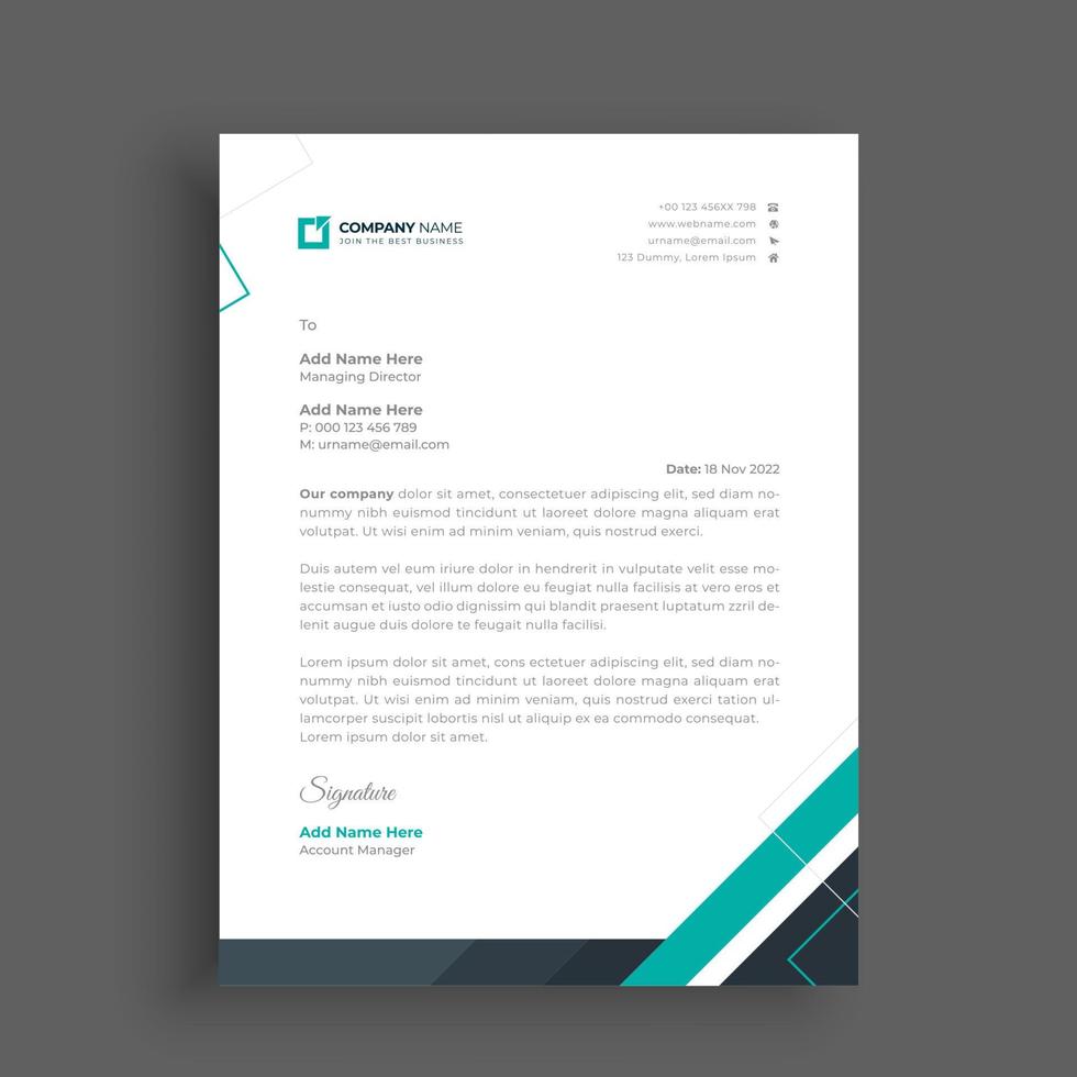 Simple business letterhead template design vector