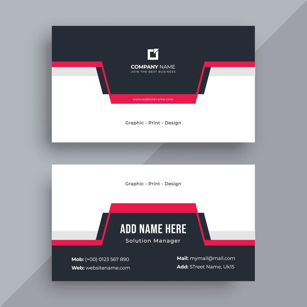 Company business card in red color vector