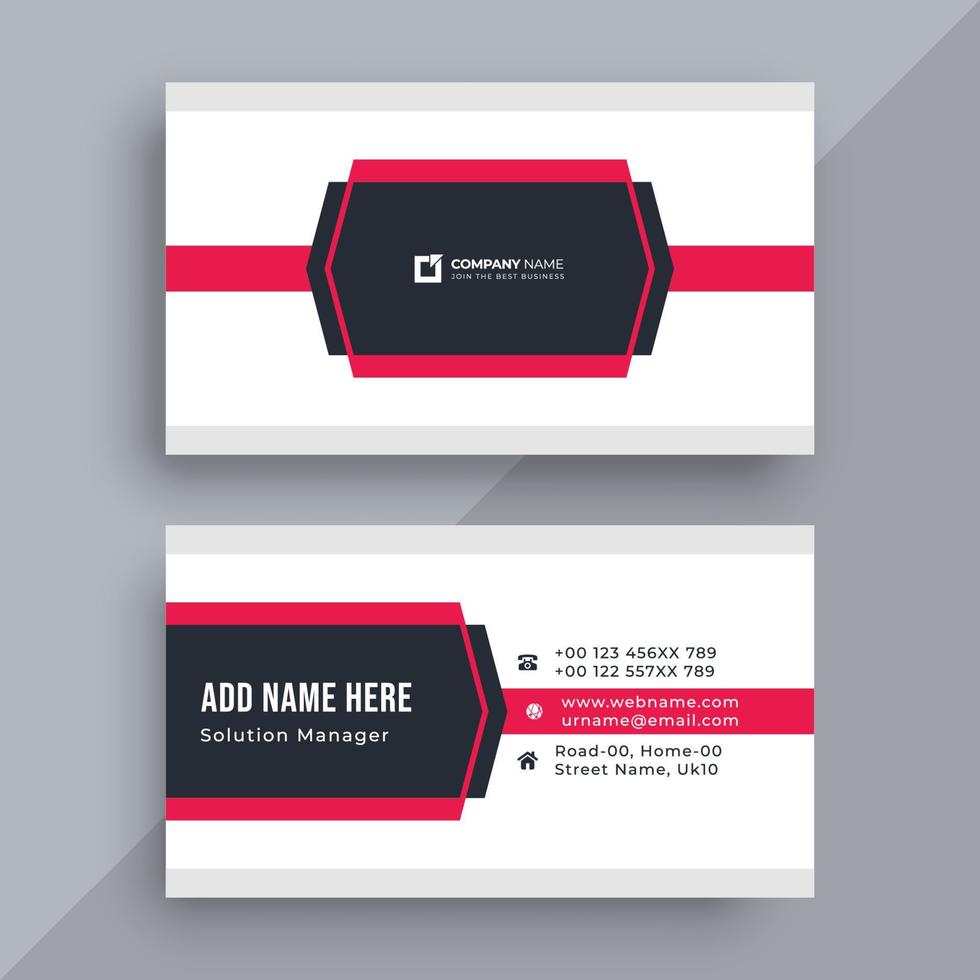 Red and white modern business card template vector