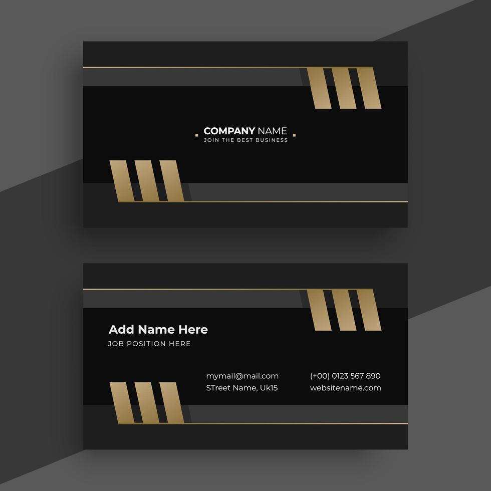 Black and gold business card design template vector