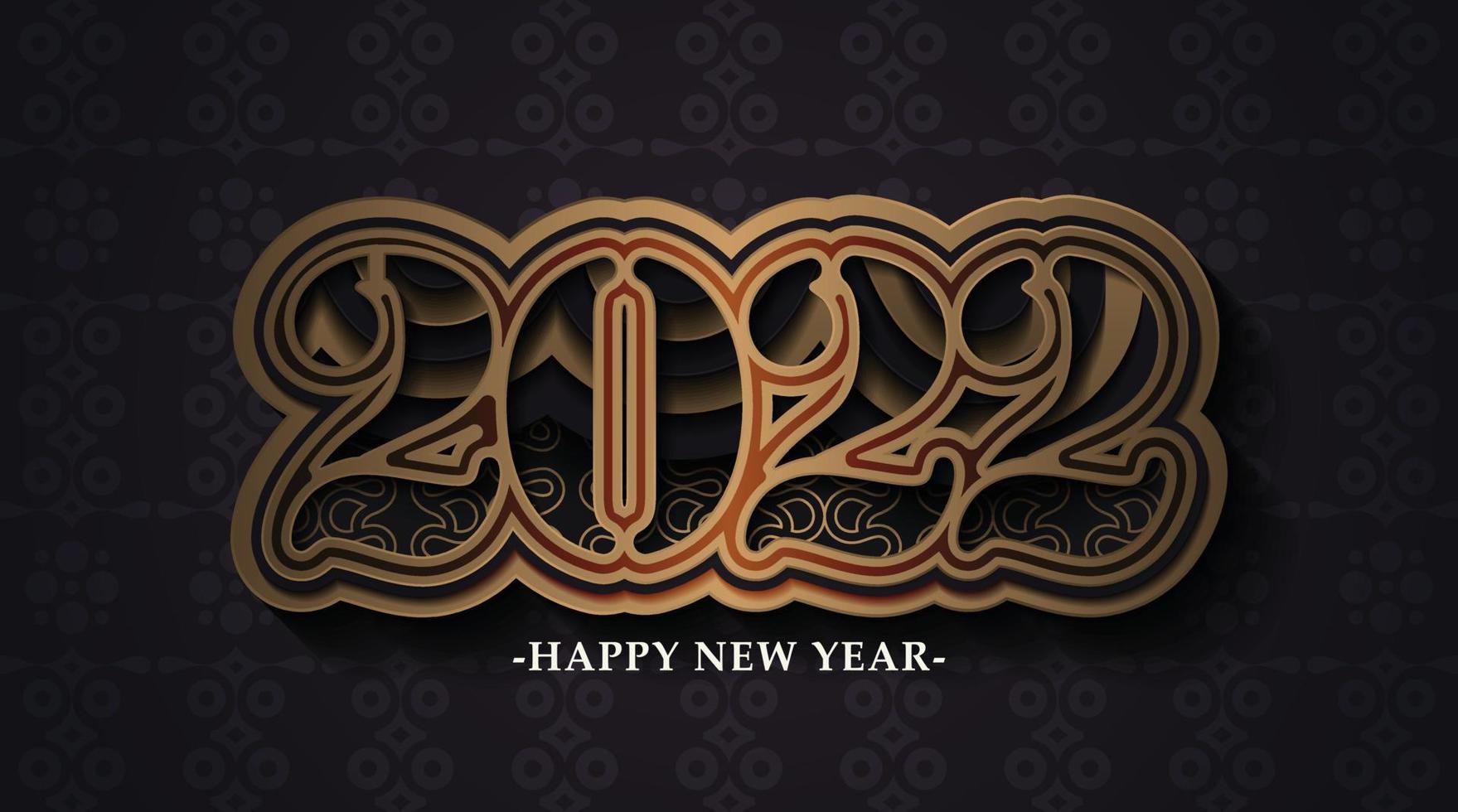 Happy New Year 2022 Text Ornament Design Pattern vector