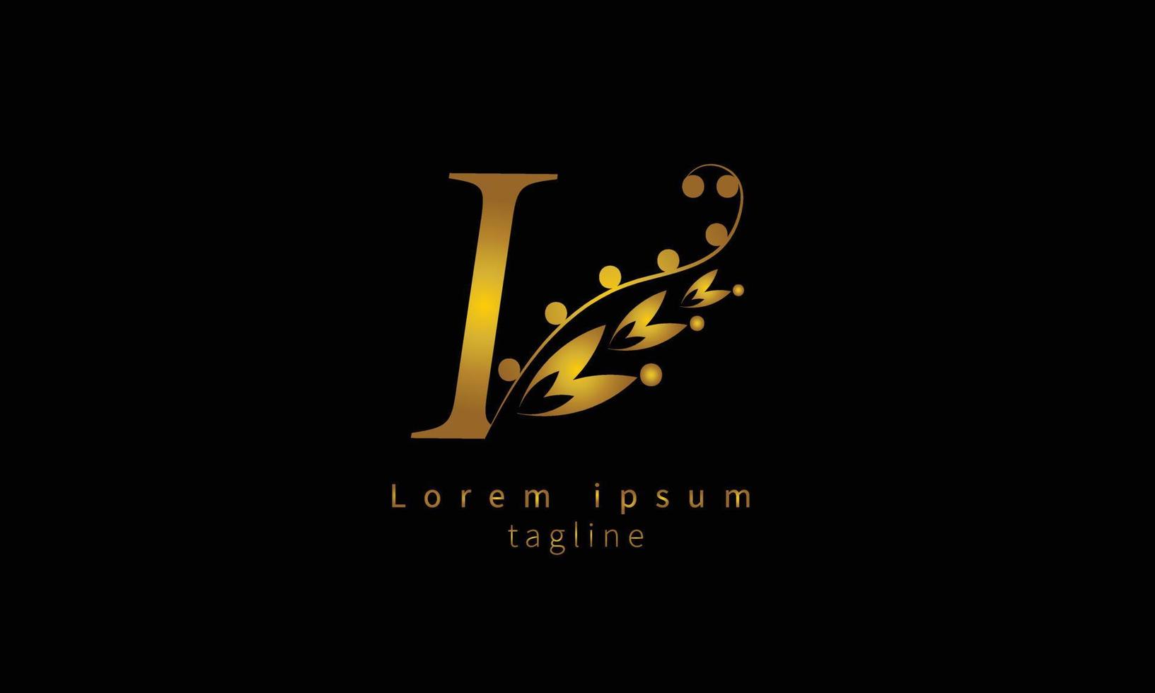 vector inicial letra i florish tipografía diseño de logotipo
