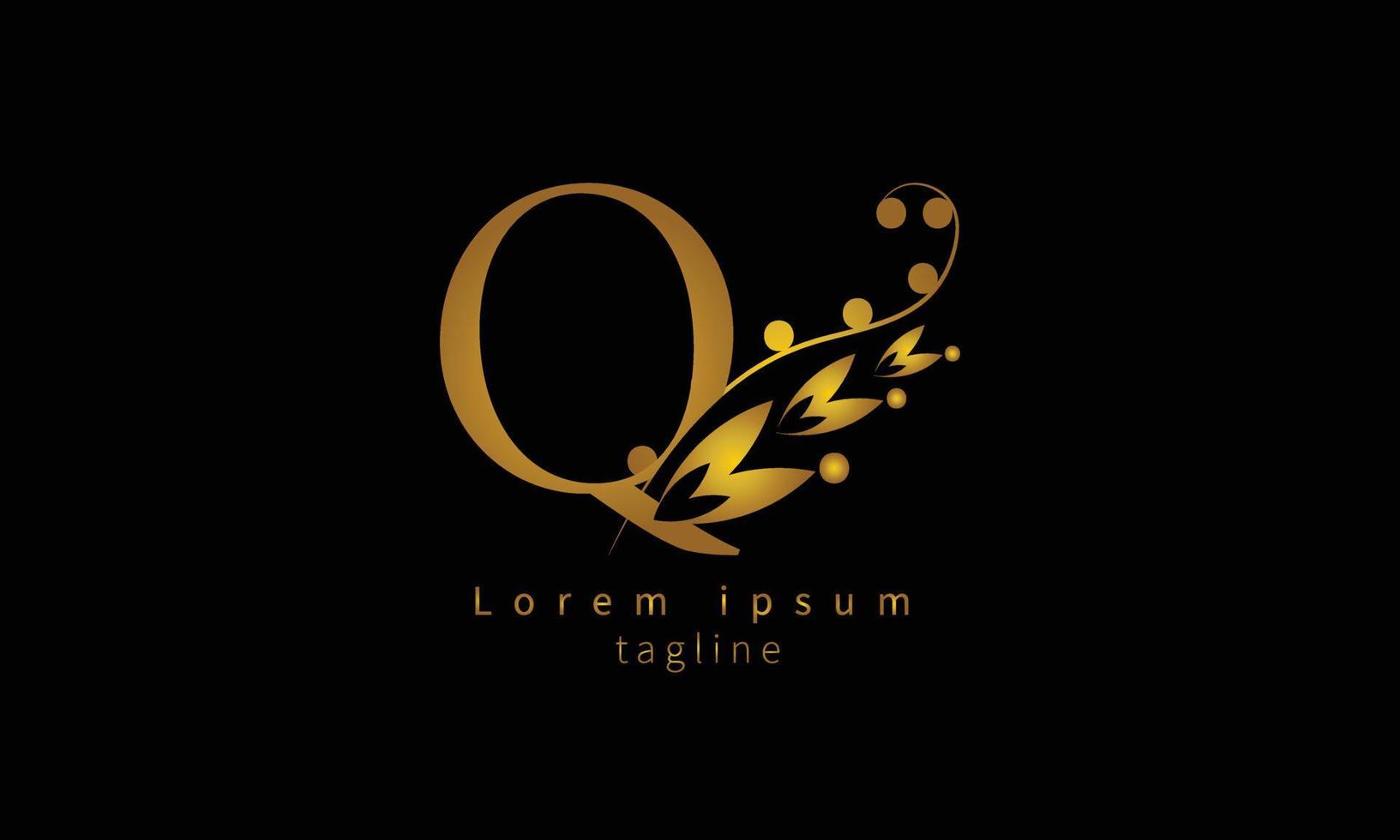 Vector initial letter Q florish typography logo design