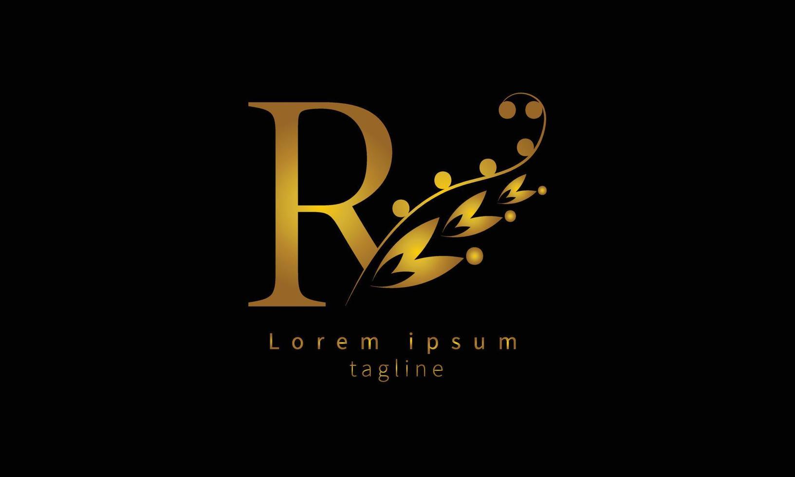 Vector initial letter R florish typography logo design