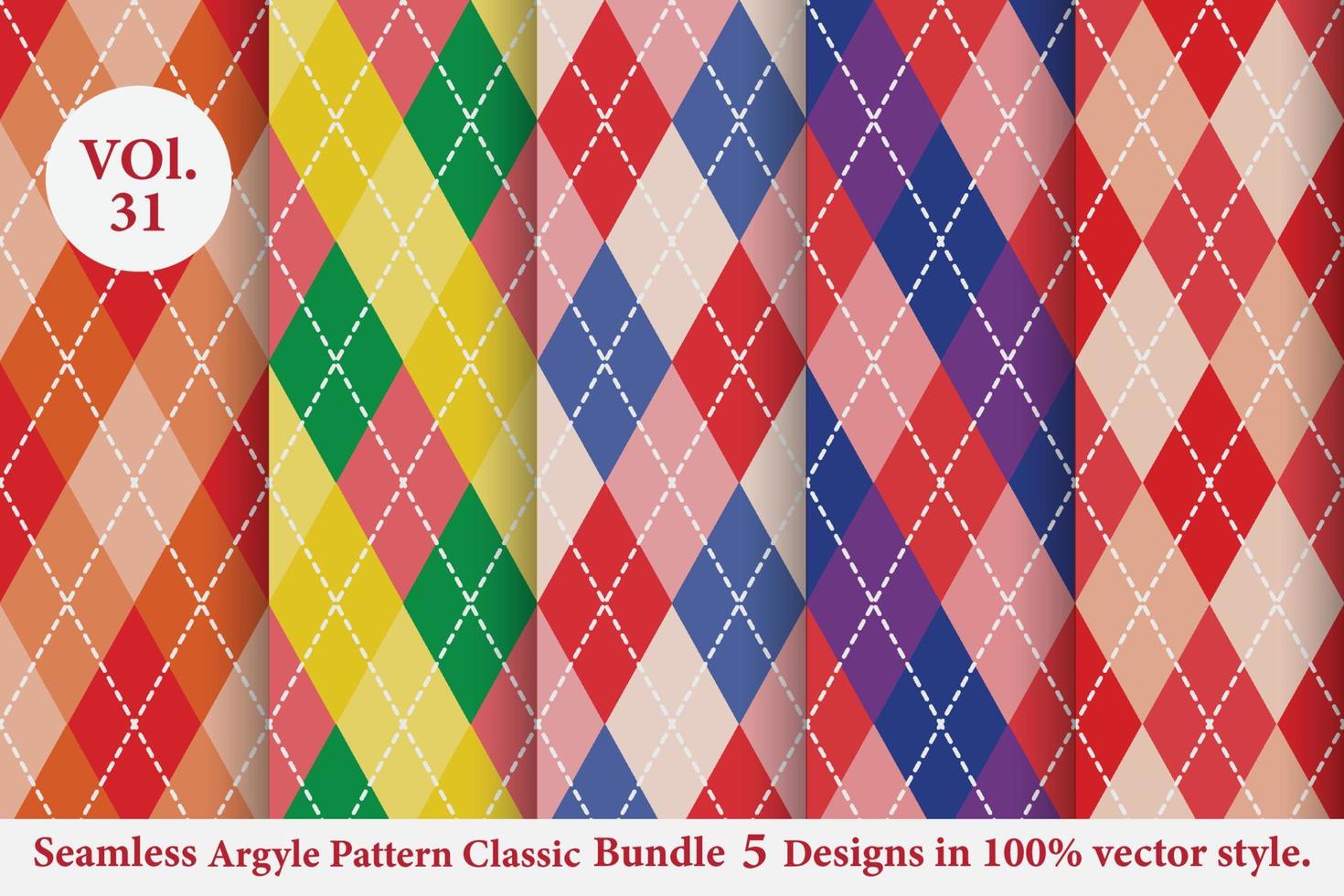Argyle classic Pattern vector Bundle 5 designs Traditional,Fabric texture background