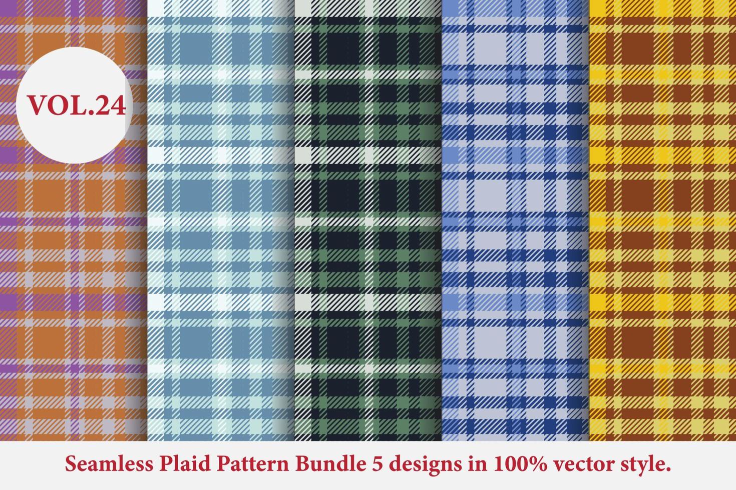 Plaid Pattern Bundle 5 designs Buffalo Vector, Tartan Fabric background wallpaper, Monochrome patterns collection vector