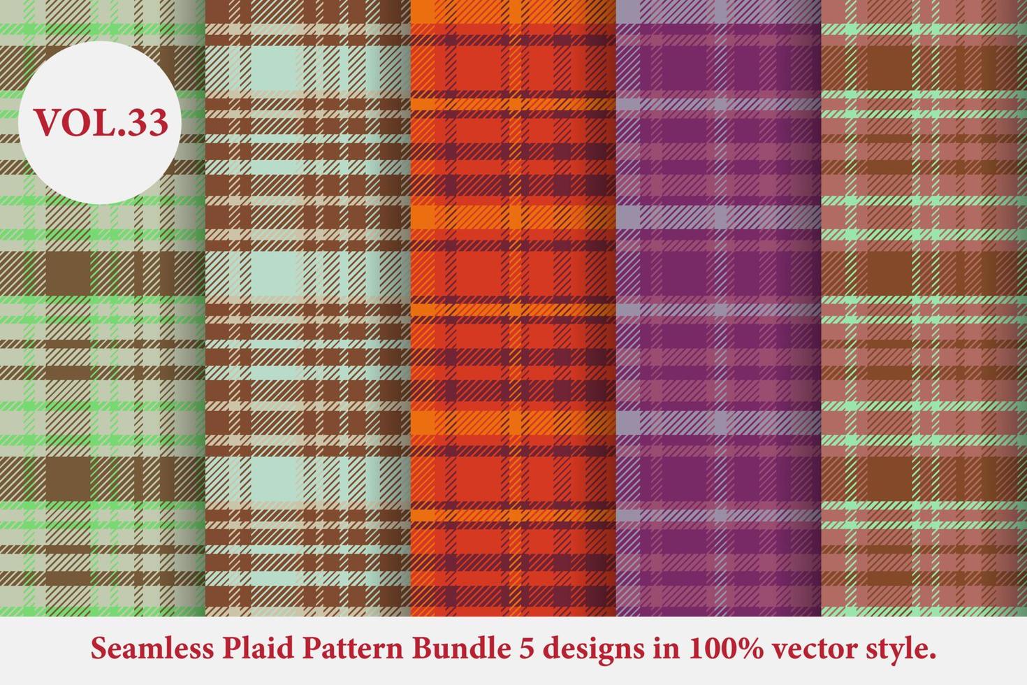 Plaid Pattern Bundle 5 designs Buffalo Vector, Tartan Fabric background wallpaper, Monochrome patterns collection vector