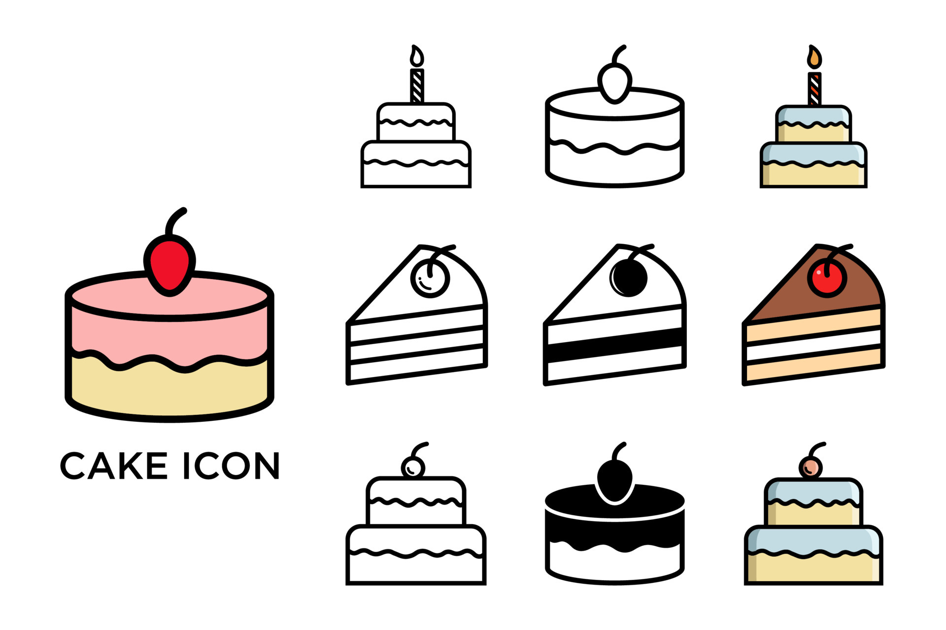 cake icon set vector design template 4969061 Vector Art at Vecteezy