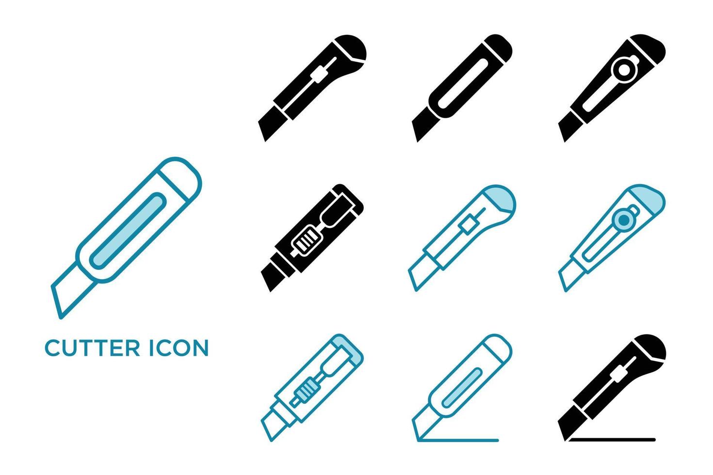 cutter knife icon set vector design template