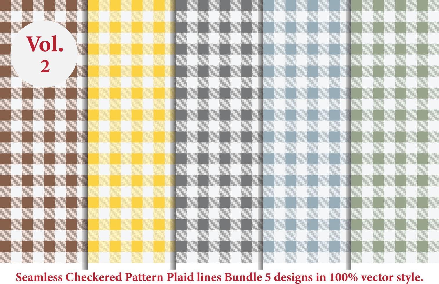 Plaid lines Pattern checkered Bundle 5 Designs Argyle vector,tartan,Tartan seamless fabric texture in retro style abstract vector