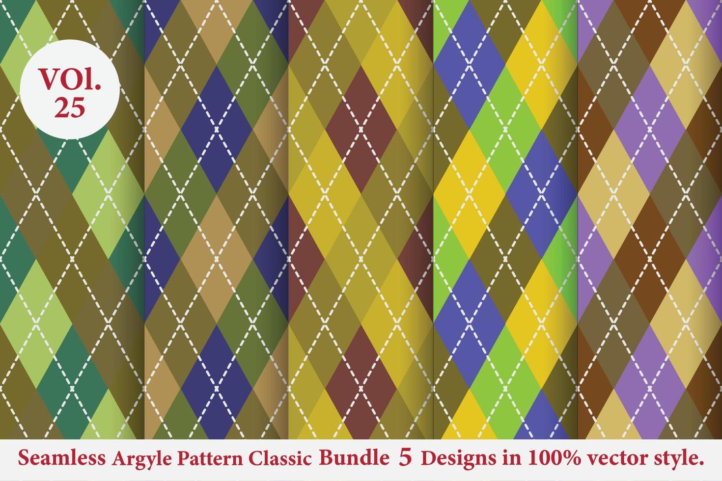 Argyle classic Pattern vector Bundle 5 designs Traditional,Fabric texture background